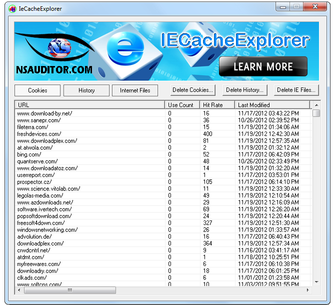 Internet Explorer History Viewer