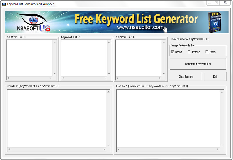 Free Keyword List Generator screenshot