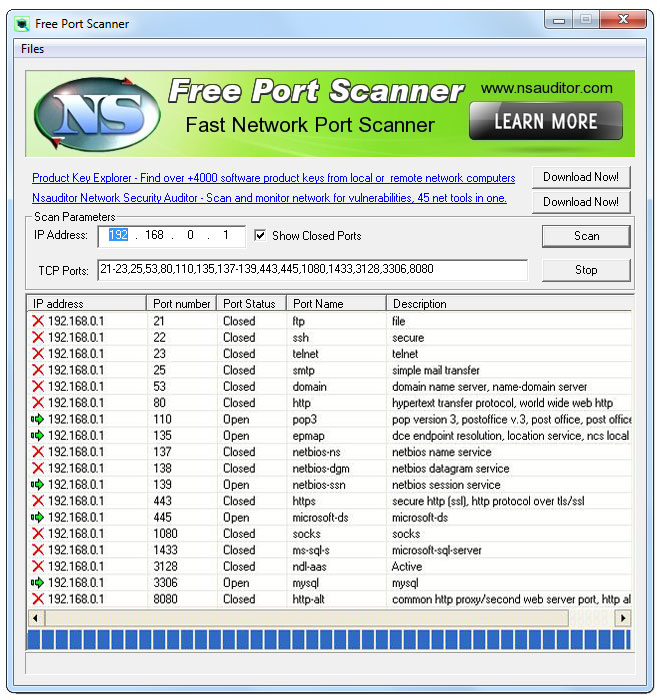 FreePortScanner screenshot