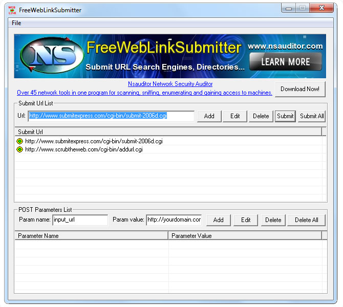 Click to view FreeWebLinkSubmitter 1.3.2 screenshot