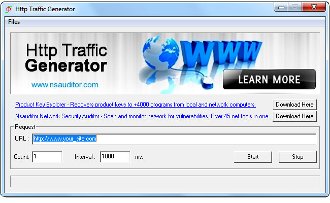 HTTP traffic generator allows to generate http traffic for testing web servers.