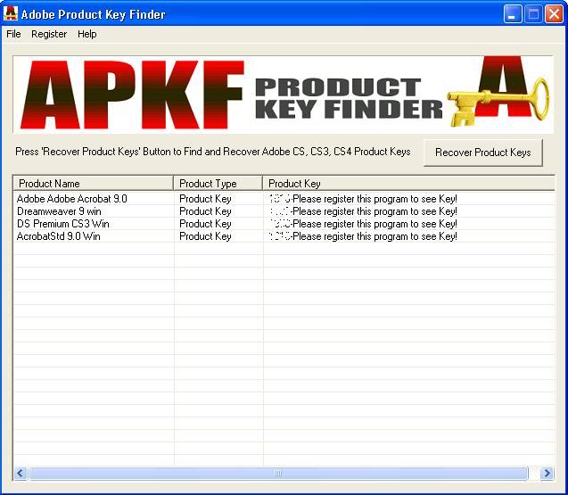 APKF Product Key Finder screenshot