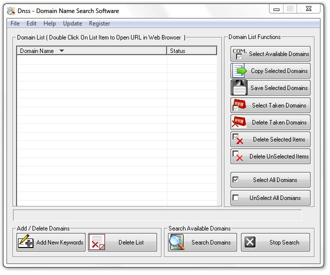 Domain Name Search Software Screenshot