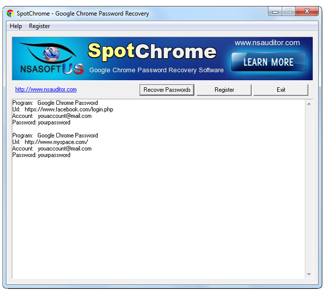 SpotChrome Password Recovery screenshot SpotChrome Password Recovery screenshot
