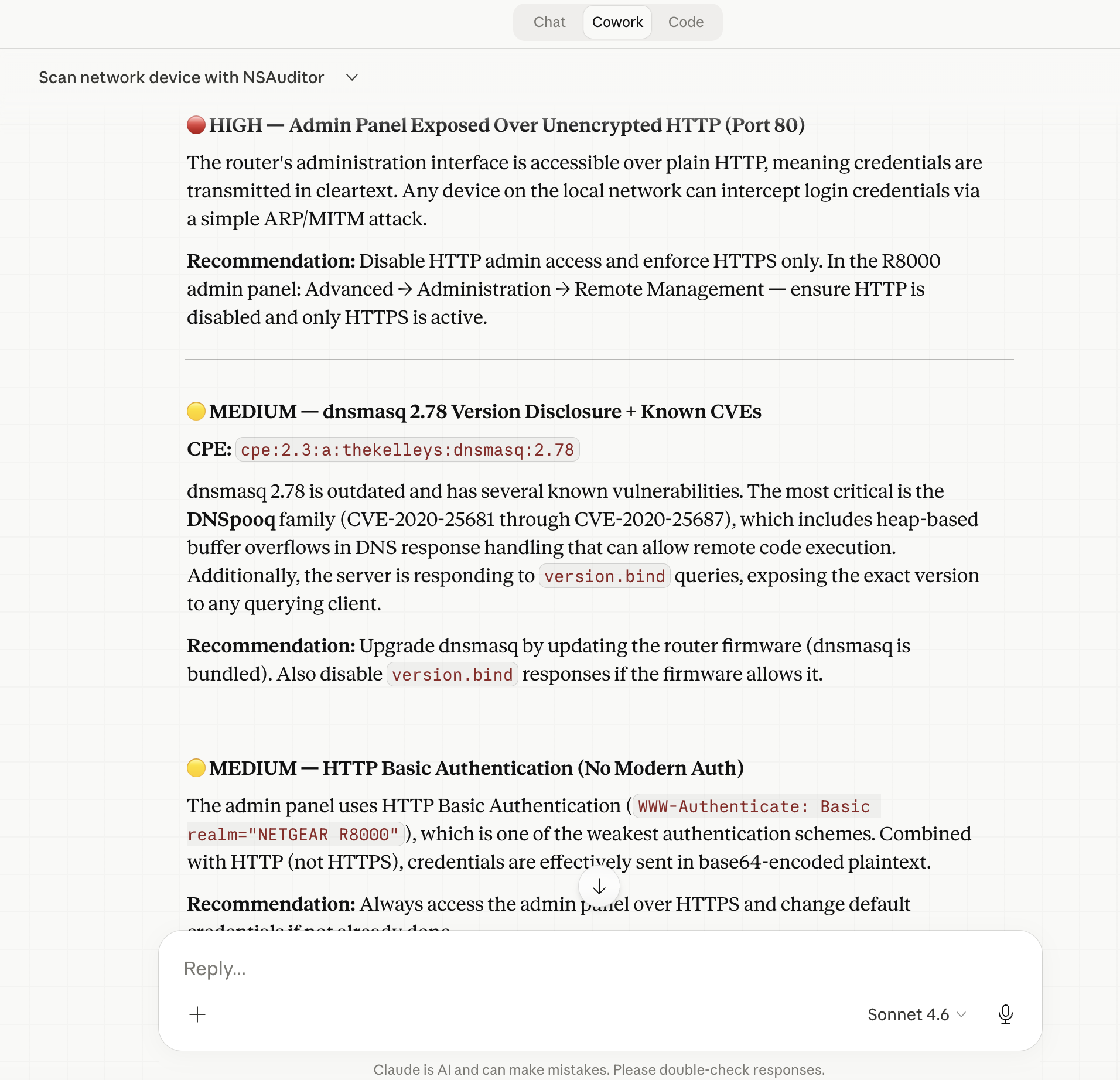 TLS and certificate audit results in Claude Desktop
