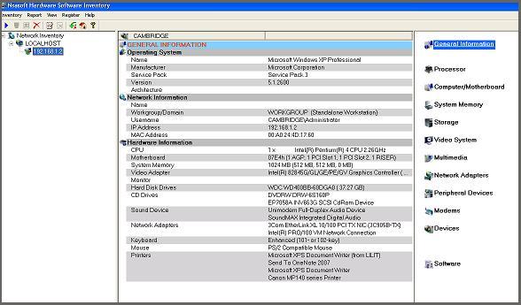 Click to View Large image of Nsasoft Hardware Software Inventory